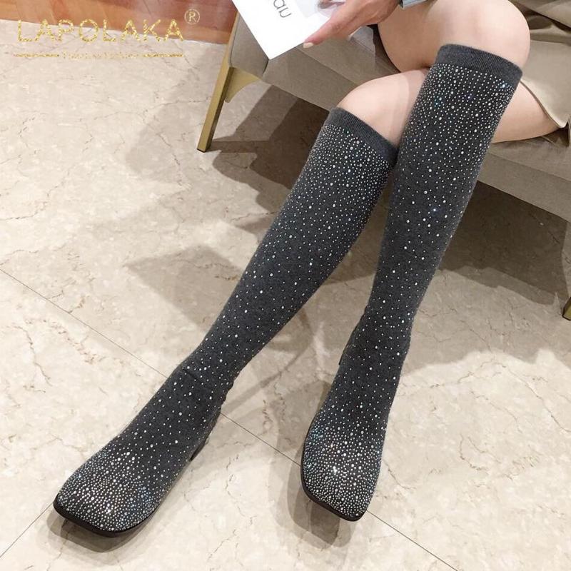New Arrivals 2020 Elastic Band INS Hot Crystal Knee High Boots Woman Shoes Trendy Chunky Heels Comfy Sock Boots Female, Black
New Arrivals 2020 Elastic Band INS Hot Crystal Knee High Boots Woman Shoes Trendy Chunky Heels Comfy Sock Boots Female, Black