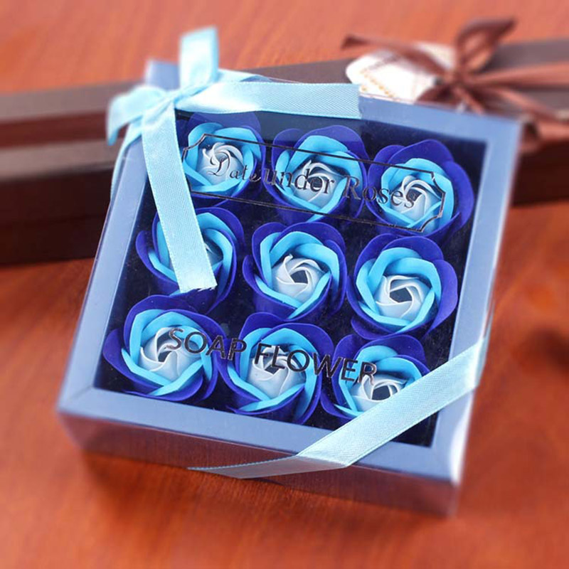 Valentine Day Gifts Party Supplies 9 Pcs Soap Flowers Rose Box Wedding Birthday Artificial Gift Decoration