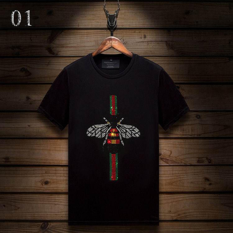 Summer Casual Men's Short-sleeved T-shirt with Hot Rhinestones Slim Round Neck Top T-shirt Mercerized Cotton Fabric Fashion High-quality Top, 92
Summer Casual Men's Short-sleeved T-shirt with Hot Rhinestones Slim Round Neck Top T-shirt Mercerized Cotton Fabric Fashion High-quality Top, 92