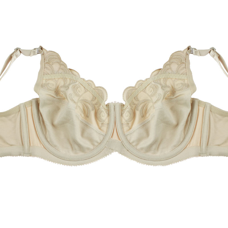 Women Unlined Full Coverage Bras Plus Size Brassiere Embroidery No-padded Bra Underwire Bralette Underwear 36-46C/D/DD/DDD/E/F/G 201202