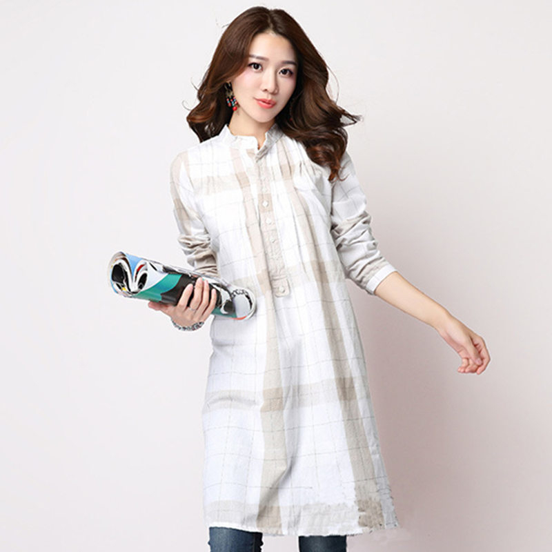 New fashion Women Shirt Dress Lady Loose Vintage Blouse Tops female Long Sleeve Casual Beach Dress Vestidos T200319
