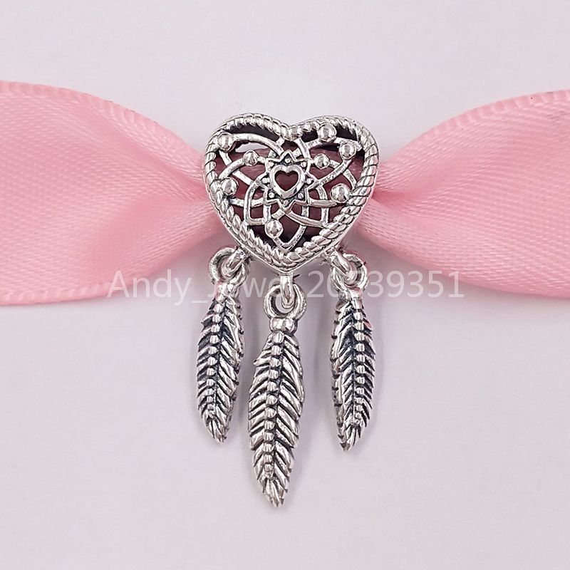 Authentic 925 Sterling Silver Beads Pandora Openwork Heart & Three Feathers Dreamcatcher Charm Charms Fits European Pandora Style Jewelry Br
Authentic 925 Sterling Silver Beads Pandora Openwork Heart & Three Feathers Dreamcatcher Charm Charms Fits European Pandora Style Jewelry Br