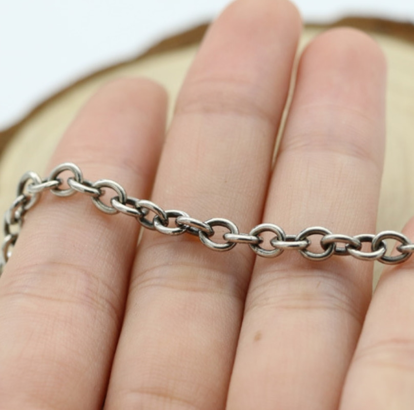 925 sterling silver vintage style jewelry chain necklace American European antique silver hand-made punk gothic designer vintage necklaces