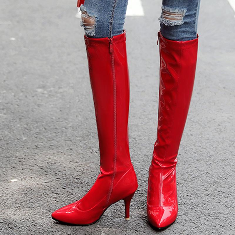 Women's Knee High Boots Women Patent Leather Woman Elegant High Heels Ladies Autumn Sexy Pumps Female Long Boot Shoes Plus Size, Black
Women's Knee High Boots Women Patent Leather Woman Elegant High Heels Ladies Autumn Sexy Pumps Female Long Boot Shoes Plus Size, Black