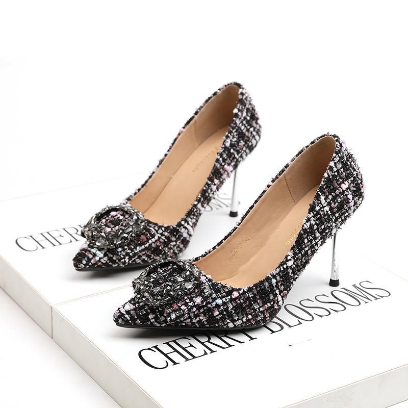 Women Shoes Pointed Toe Pumps Flock Dress Fashion Spring Rhinestone Color stitching 8CM Fine High Heels Boat Shoes Basic, Black
Women Shoes Pointed Toe Pumps Flock Dress Fashion Spring Rhinestone Color stitching 8CM Fine High Heels Boat Shoes Basic, Black
