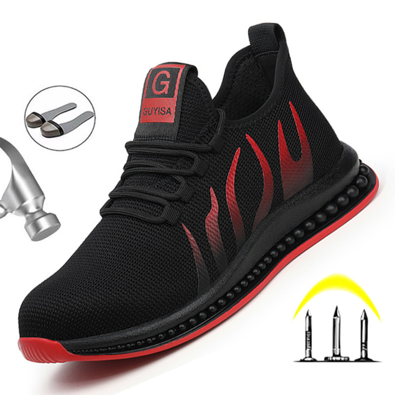 Work Safety Boots Mens Sneakers Breathable Safety Shoes Work Boots Men Puncture-Proof Indestructible Shoes With Steel Toe Shoes LJ200918