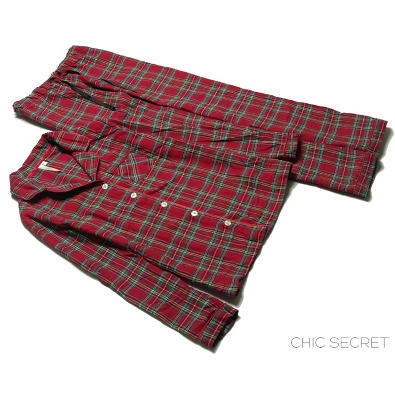 Autumn and winter women fashion loose flannel fabric plaid casual pajama set female trendy color soft cotton lounge sleepwear 201113
