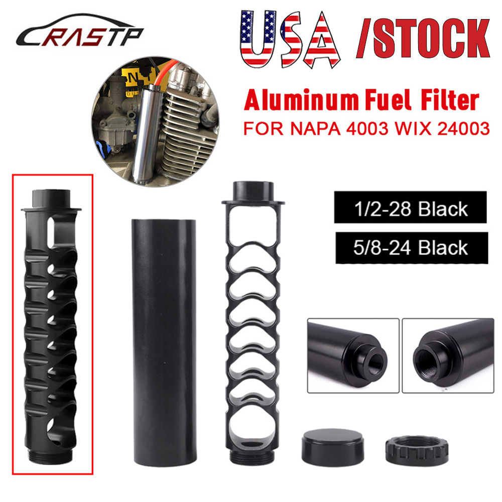 USA STOCK 6 Inch Aluminum 1/2-28 Car Fuel Filter 5/8-24 Car Trap Solvent Trap Titanium Black Fuel Filter for NAPA 4003 WIX 24003 OFI022
USA STOCK 6 Inch Aluminum 1/2-28 Car Fuel Filter 5/8-24 Car Trap Solvent Trap Titanium Black Fuel Filter for NAPA 4003 WIX 24003 OFI022