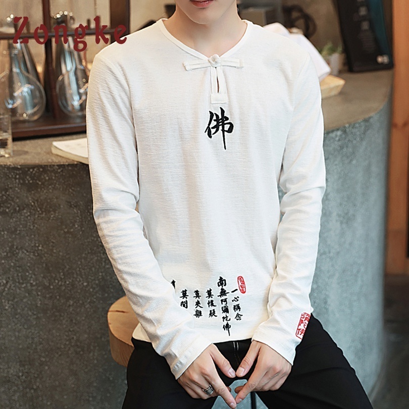 Zongke Chinese Style Buddha Embroidery Long Sleeve T Shirt Men Harajuku Tshirt Men T-Shirt Streetwear Men T Shirts Spring 201203, White
Zongke Chinese Style Buddha Embroidery Long Sleeve T Shirt Men Harajuku Tshirt Men T-Shirt Streetwear Men T Shirts Spring 201203, White