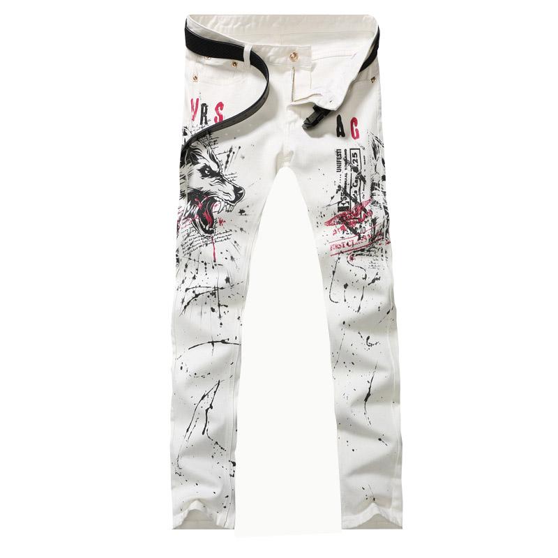 Man White Jeans Cotton Cool Autumn Winter Fashion Wolf Pattern Men's Denim Jeans Large Size High Elasticity Printing Slim, As pic
Man White Jeans Cotton Cool Autumn Winter Fashion Wolf Pattern Men's Denim Jeans Large Size High Elasticity Printing Slim, As pic