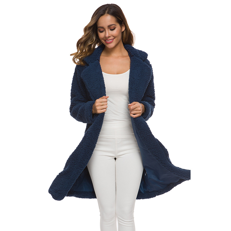 Lossky Coats Trench Fashion Long Autumn Winter Warm Tops Cardigan Plus Size Women Clothes Plush Windbreakers Blouson Female 201211