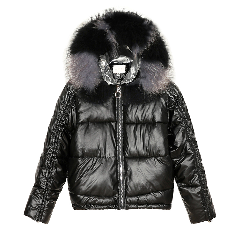 With Fur Collar Plus Size Women's Winter Jacket Solid Hooded Female Coat Hooded Shiny Korean Style Casual Outwear Women Parkas 201019