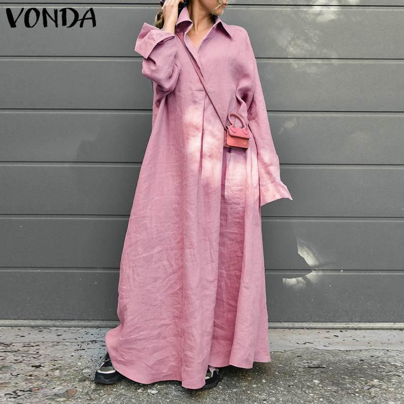 Stylish Dress Women Casual Long Maxi Dress 2021 VONDA Vintage Long Sleeve Sundress Robe Femme Plus Size Women Solid Sundress, Black
Stylish Dress Women Casual Long Maxi Dress 2021 VONDA Vintage Long Sleeve Sundress Robe Femme Plus Size Women Solid Sundress, Black