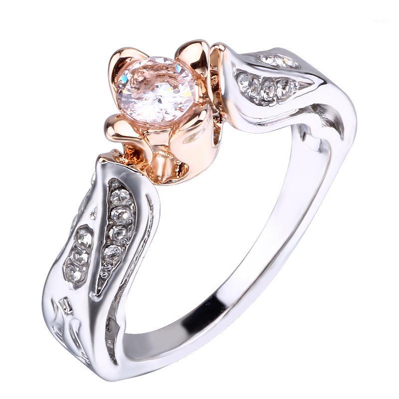 Golden rose women flower ring fashion wedding rings1