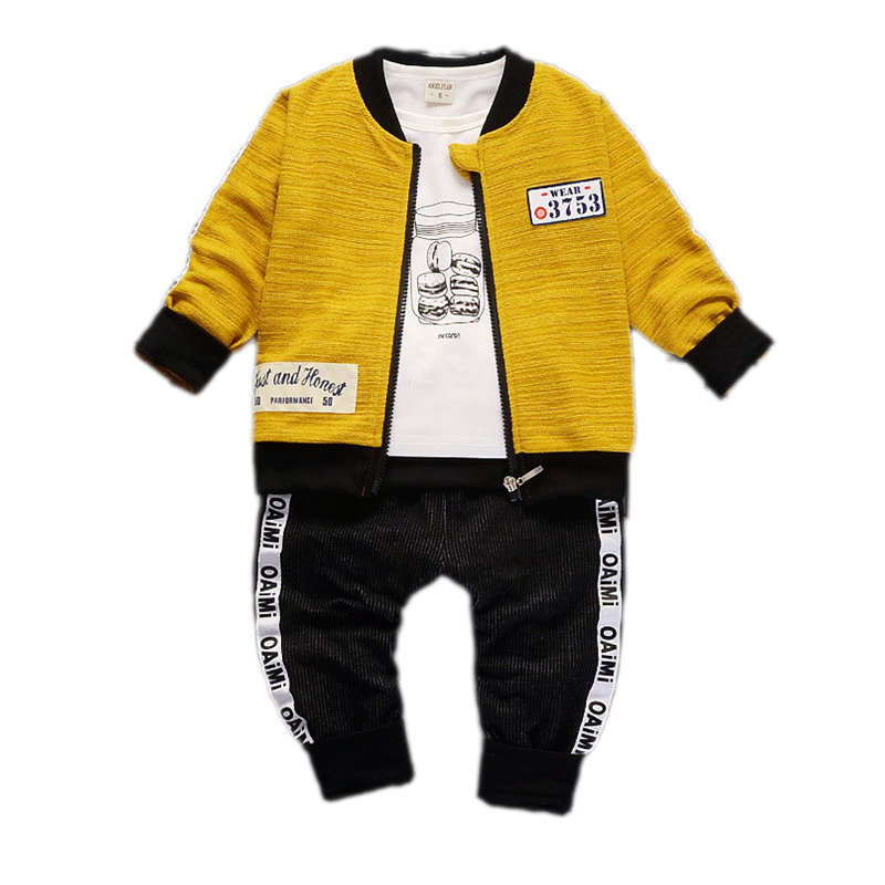 Baby Boys Girls Clothing Set Fall Infant Clothes Long Sleeve Kids T-Shirt+Coat+Pants 3pcs Toddler Childern Clothes A0078 201031