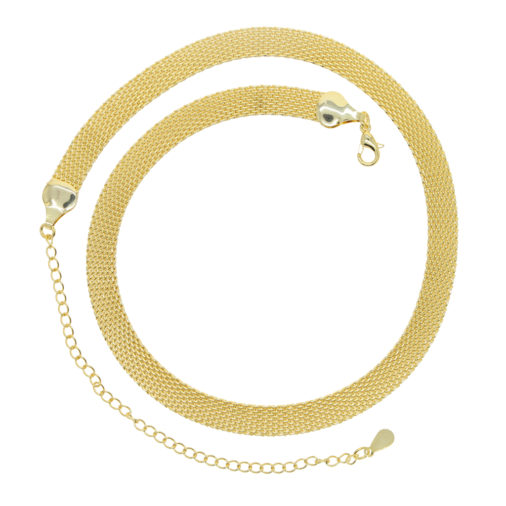 35+10CM Gold Color Chain Choker High Quality Classic European Women 7mm Width Snake Herringbone Chain Necklace Drop Ship