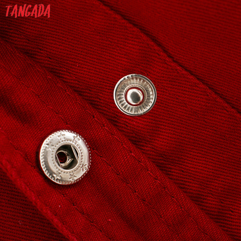 Tangada women fashion red oversized jackets tassels turn down collar coat ladies streetwear tops CE130 201029
