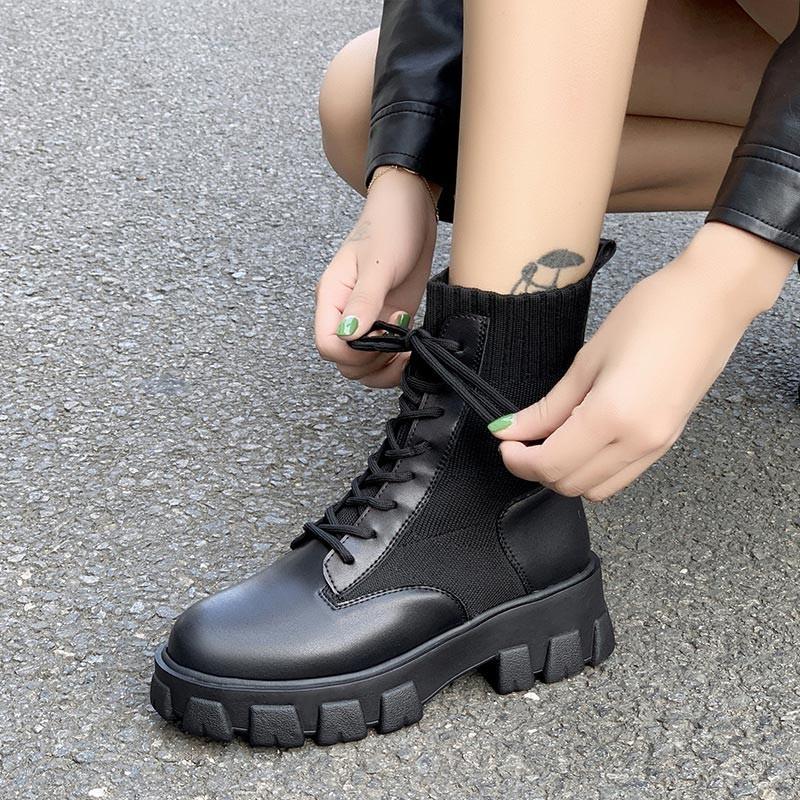 2021 New Women Army Combat Ankle Boots Woman Shoes Casual Lace Up Gothic Black Sock Platform Leather Boots Fashion Botas Mujer, Black 1
2021 New Women Army Combat Ankle Boots Woman Shoes Casual Lace Up Gothic Black Sock Platform Leather Boots Fashion Botas Mujer, Black 1