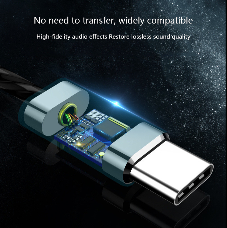 USB Type C Earphones with Line Control Stereo in Ear Earbuds Headphones with Microphone Bass Earbud with Volume Control