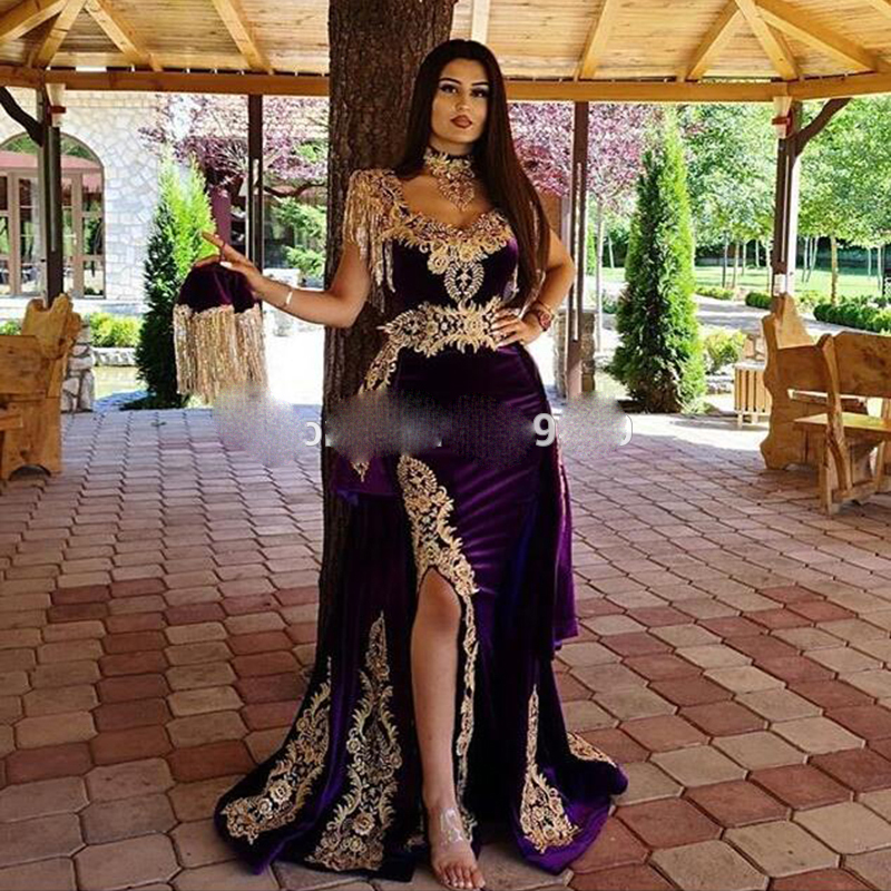 Arabic Evening Dress with Detachable Skirt Two Pieces Purple Morocco Kaftan Mermaid High Neck Velvet Prom Party Gown, Silver
Arabic Evening Dress with Detachable Skirt Two Pieces Purple Morocco Kaftan Mermaid High Neck Velvet Prom Party Gown, Silver