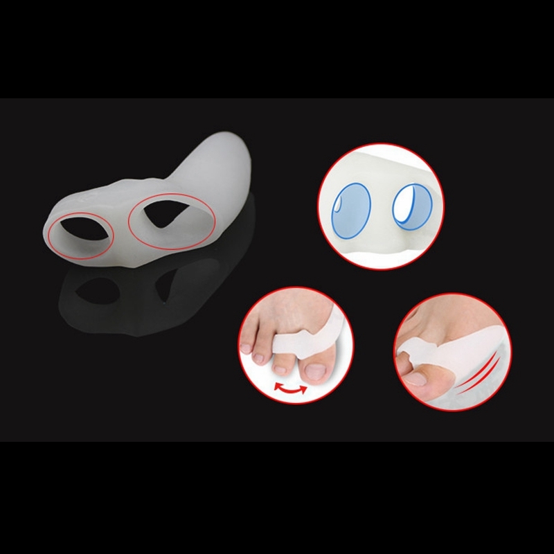 Thumb Valgus Protector Foot Fingers Toe Separator Silicone Two Hole Toe Separator Feet Health Care Protector De Valgo Del Pulgar