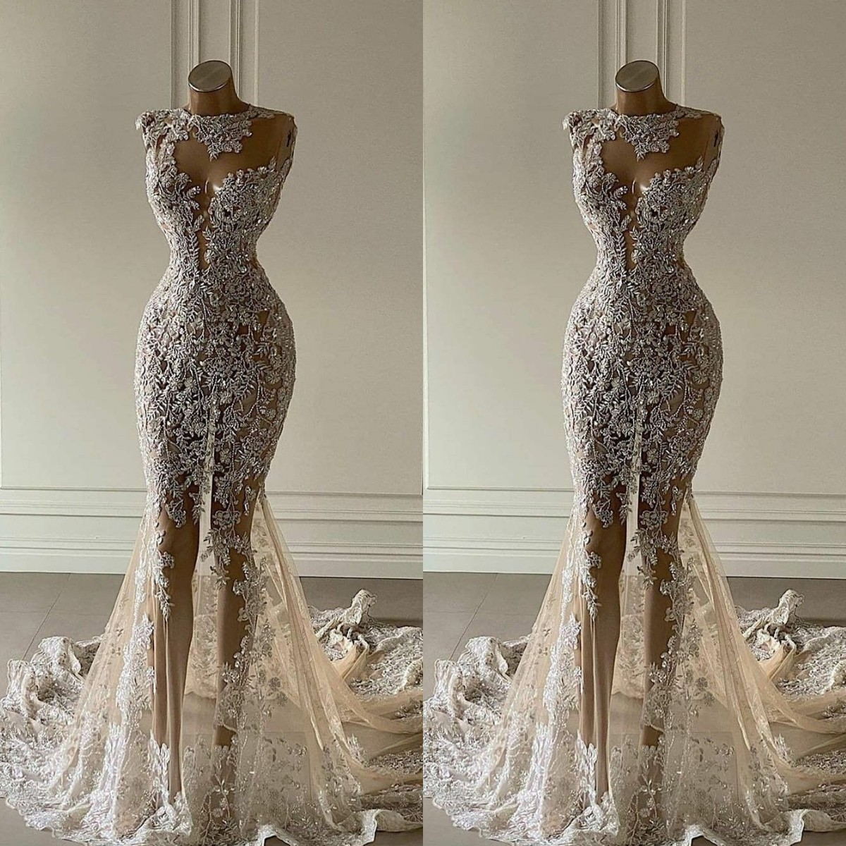 2021 New Crystal Mermaid Wedding Dresses See Through Lace Appliqued Bridal Gowns Luxurious Sequined Dubai Wedding Dress Customise, Gold
2021 New Crystal Mermaid Wedding Dresses See Through Lace Appliqued Bridal Gowns Luxurious Sequined Dubai Wedding Dress Customise, Gold