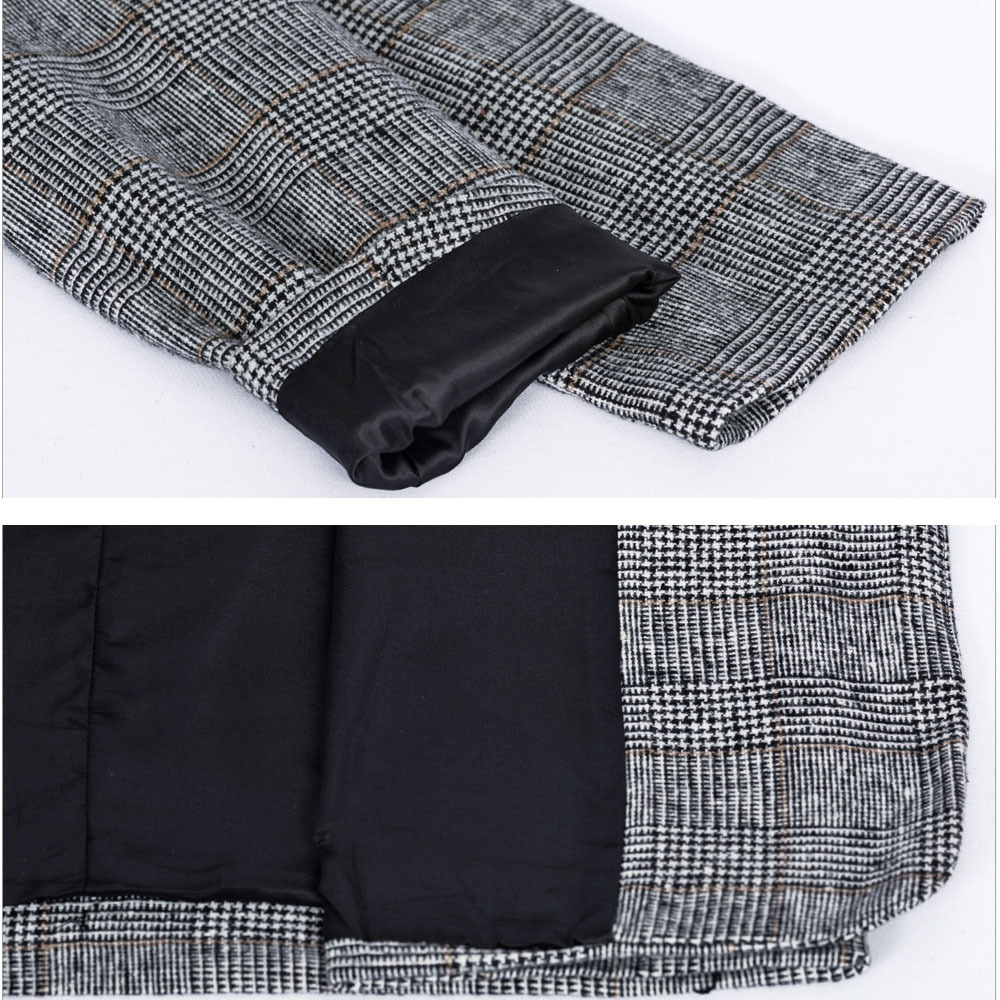 Vintage Plaid Blazer Women's Jacket Autumn Oversized Long Office blazer feminino Casual Double Breasted Chic Suit Coat 201114