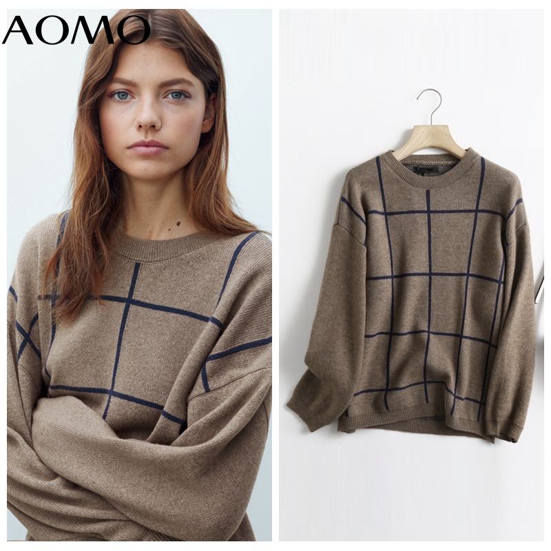 AOMO Women 2021 Fashion High Quality Plaid Woolen Knitted Sweater Jumper O Ne Female Oversize Pullovers Chic Tops 6D107A, Photo color
AOMO Women 2021 Fashion High Quality Plaid Woolen Knitted Sweater Jumper O Ne Female Oversize Pullovers Chic Tops 6D107A, Photo color
