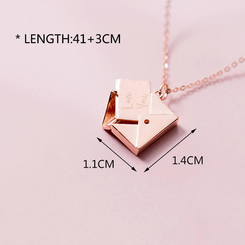 INZATT Real 925 Sterling Silver LOVE YOU Envelope Pendant Necklace For Fashion Women Fine Jewelry Cute Accessories LJ201009