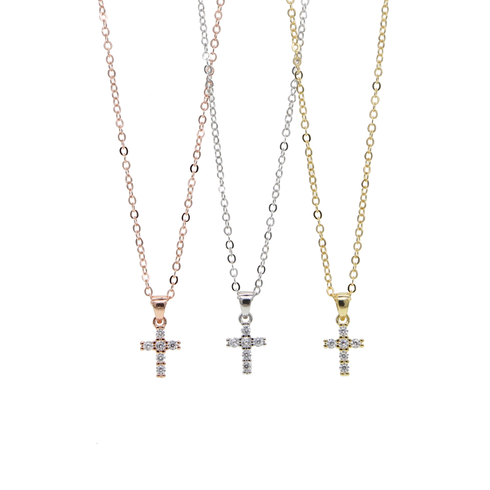 32+8cm cross pendant choker necklace cute cz cross charm women girl classic simple jewelry cute adorable 925 sterling silver cross collar