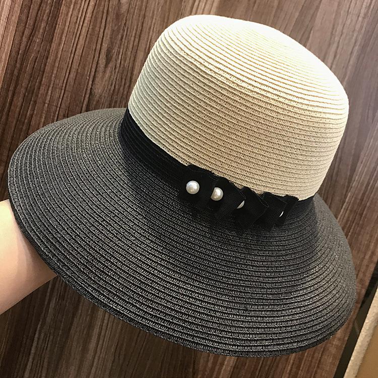 VRIGINER Fashion Classical Women Beach Sun Hat Pearls Black Ribbon Ladies Straw Hat Summer Bucket
VRIGINER Fashion Classical Women Beach Sun Hat Pearls Black Ribbon Ladies Straw Hat Summer Bucket