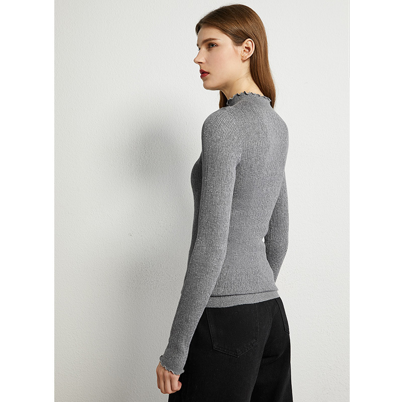 AMII Minimalism Autumn Fashion Women Sweater Solid Pleated Slim Fit Turtleneck Sweater Female Pullover Tops 12060102 201017