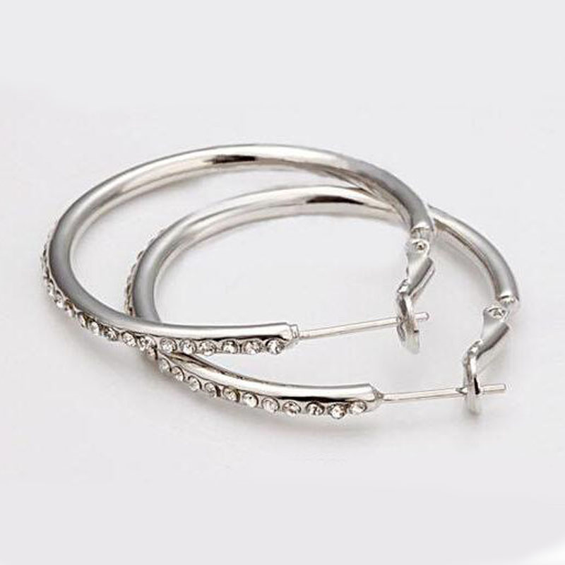Fashion 18K Rose Gold Silver Austrian Crystal Hoop Earrings for Women Dangle Circle Earrings Wedding Jewelry Wholesale Price