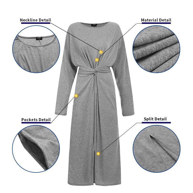 Autumn Winter Basic Dress Women Casual Solid Color O Neck Long Sleeve Long Dresses VONDA New Fashion Elegant Vestidos 5XL 201008