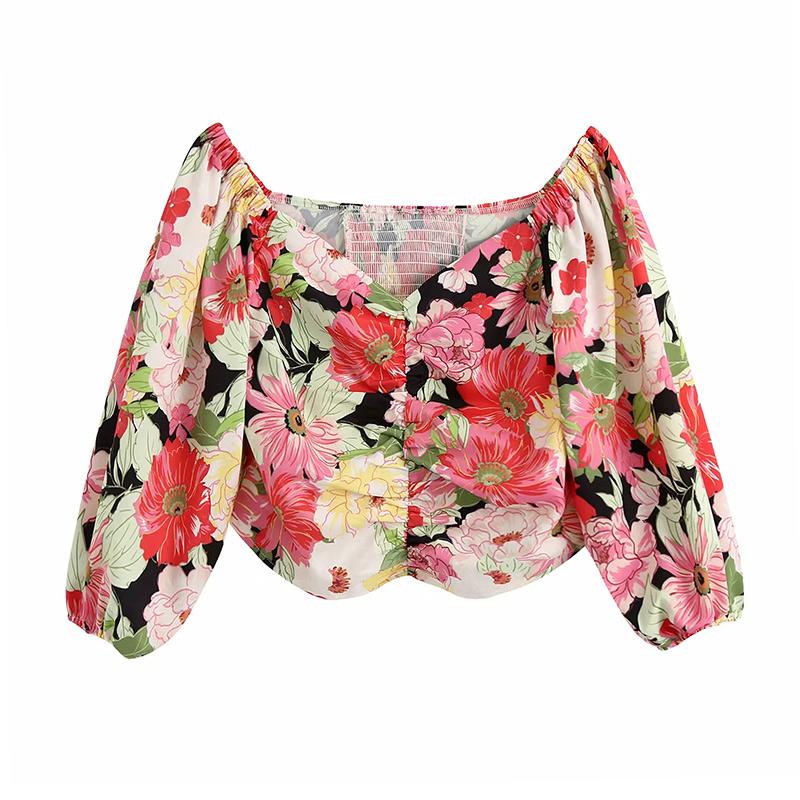 Women Chic Floral Print Cropped Blouses 2020 Vintage V Neck Boho Tunic Tops Puff Sleeve Back Elastic Blouse Shirts Blusas
Women Chic Floral Print Cropped Blouses 2020 Vintage V Neck Boho Tunic Tops Puff Sleeve Back Elastic Blouse Shirts Blusas