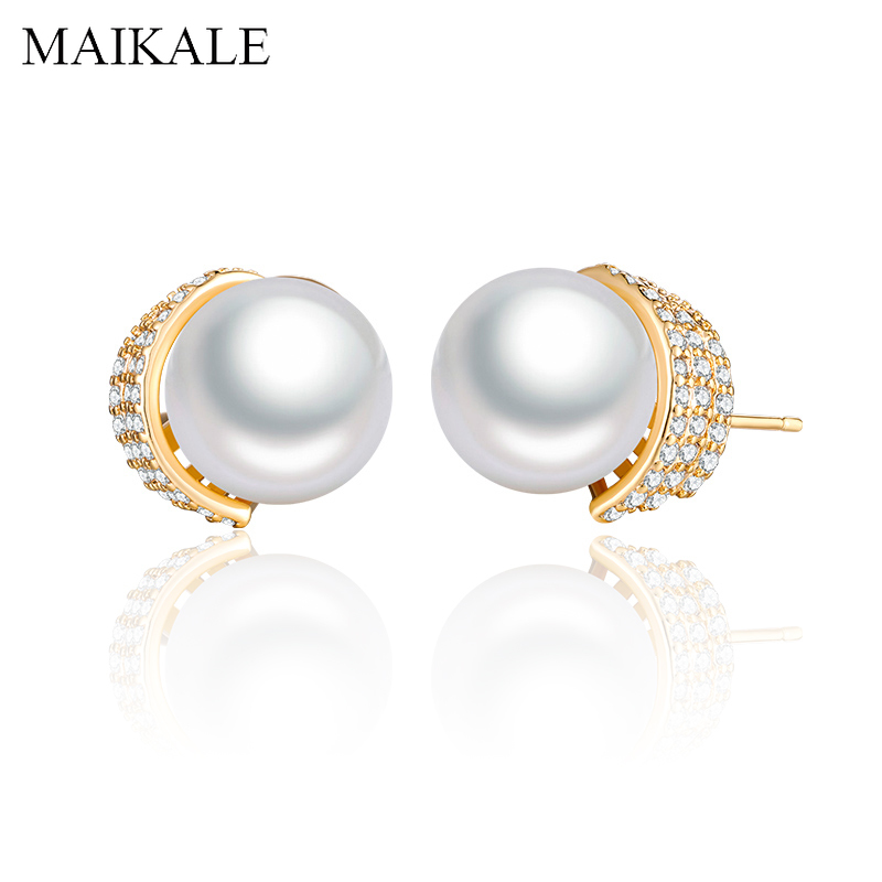 MAIKALE Luxury Cubic Zirconia Pearl Stud Earrings for Women Gold Crown Shape Ear Studs Female Jewelry Accessories Gifts
MAIKALE Luxury Cubic Zirconia Pearl Stud Earrings for Women Gold Crown Shape Ear Studs Female Jewelry Accessories Gifts