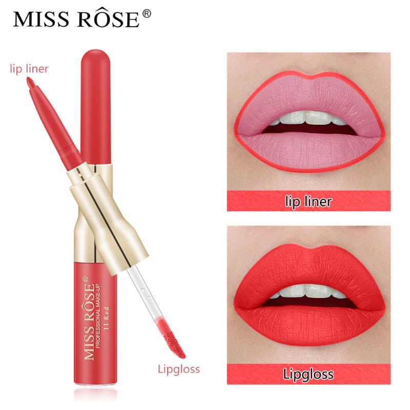Miss Rose12 Color Double Head Lip Liner Matte Waterproof Lip Glaze, 33