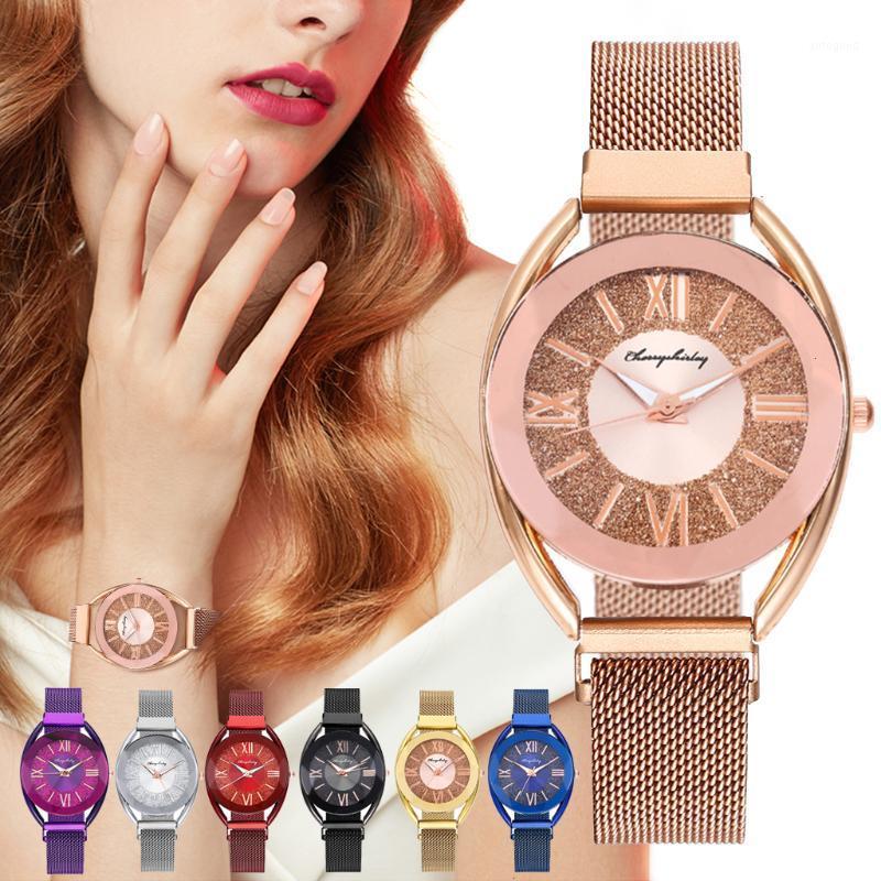 Wristwatches Women Magnet Buckle Roma Dial Watches Luxury Ladies Female Diamond For Girl Gift Clock1, Blue