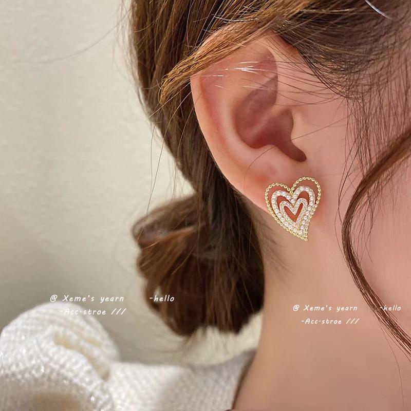 Stud French Sweet Romantic Multi-Layer Pearl Heart-shaped Gold Earrings For Woman Girls Party Gift Accessories Korean Fashion Jewelry, Golden;silver
Stud French Sweet Romantic Multi-Layer Pearl Heart-shaped Gold Earrings For Woman Girls Party Gift Accessories Korean Fashion Jewelry, Golden;silver