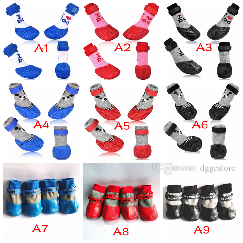 Cat Boots Shoes Soc Dog Apparel with Adjustable Waterproof Breathable and Anti-Slip Sole All Weather Protect Paws 6 Color Wholesale Only for Tiny Dogs