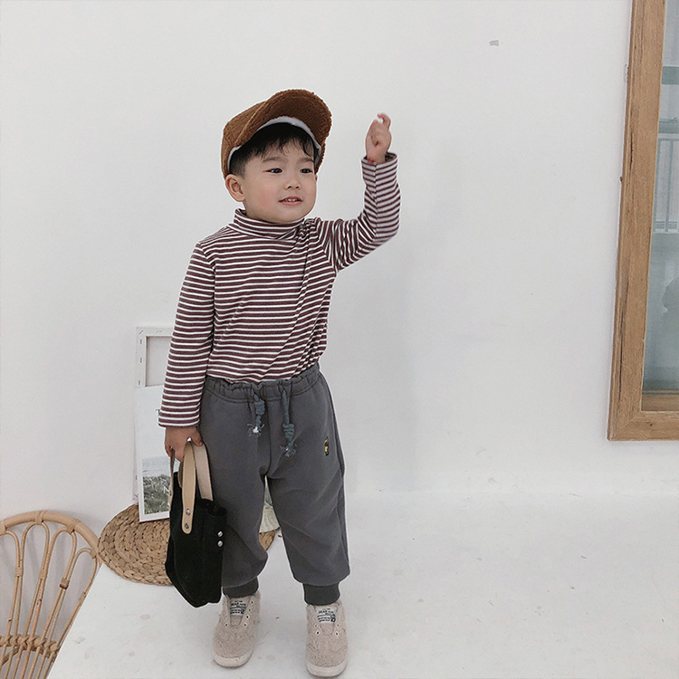 Boys cotton cartoon embroidery sweatpants kids 4 colors fleece thicken sports pants LJ201019