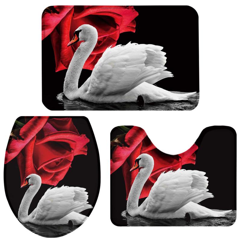 Rose Flower Swan Lake Reflection Bathroom Set Toilet Cover Mat Pedestal Rug Non-Slip Bathroom Accessories Set Home Doormat
Rose Flower Swan Lake Reflection Bathroom Set Toilet Cover Mat Pedestal Rug Non-Slip Bathroom Accessories Set Home Doormat