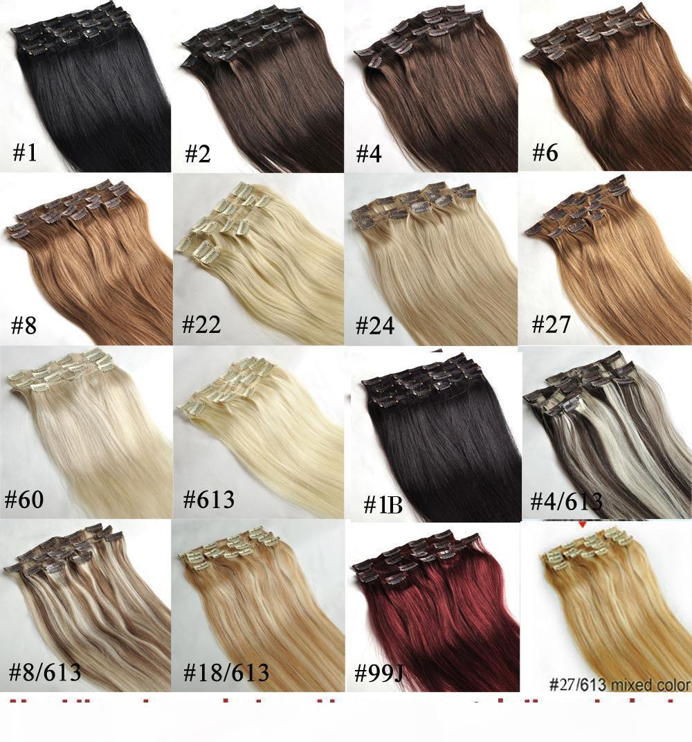 

ZZHAIR 16"-32" 100% Brazilian Remy Human hair Clips in on Human Hair Extension 7pcs set Full Head 70g 80g 100g 120g 140g, Black;brown