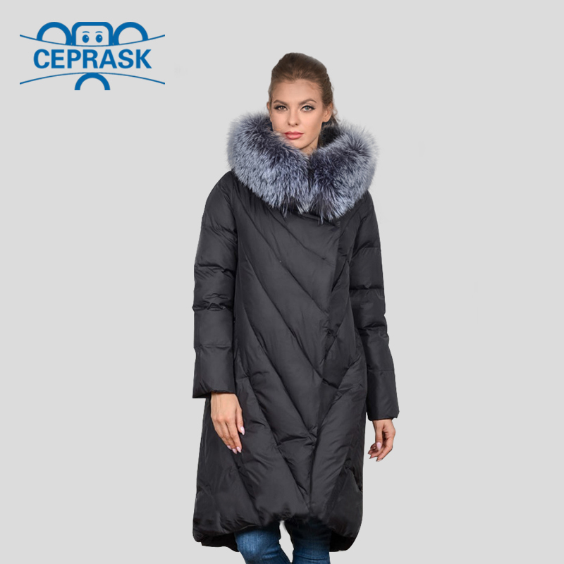 Winter Coat Women's Jacket Plus Size Long Hoodie Warm Women Winter Down Jacket Raccoon Fur BiologicalDown Female Parka 201017