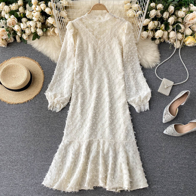 2021 New Solid female puff neck the line dressed autumn elegant lace crocheted shreds dress loose 74PI, Black
2021 New Solid female puff neck the line dressed autumn elegant lace crocheted shreds dress loose 74PI, Black