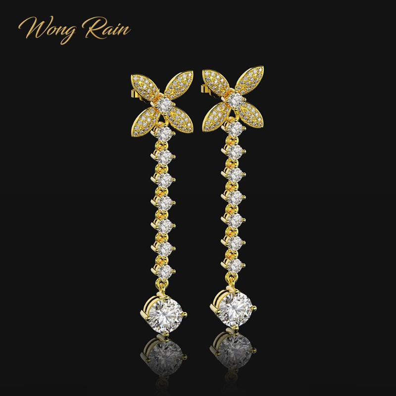 Wong Rain 925 Sterling Silver White Topaz Gemstone Drop Dangle Diamonds Bowknot Yellow Gold Earrings Fine Jewelry Gift Wholesale
Wong Rain 925 Sterling Silver White Topaz Gemstone Drop Dangle Diamonds Bowknot Yellow Gold Earrings Fine Jewelry Gift Wholesale