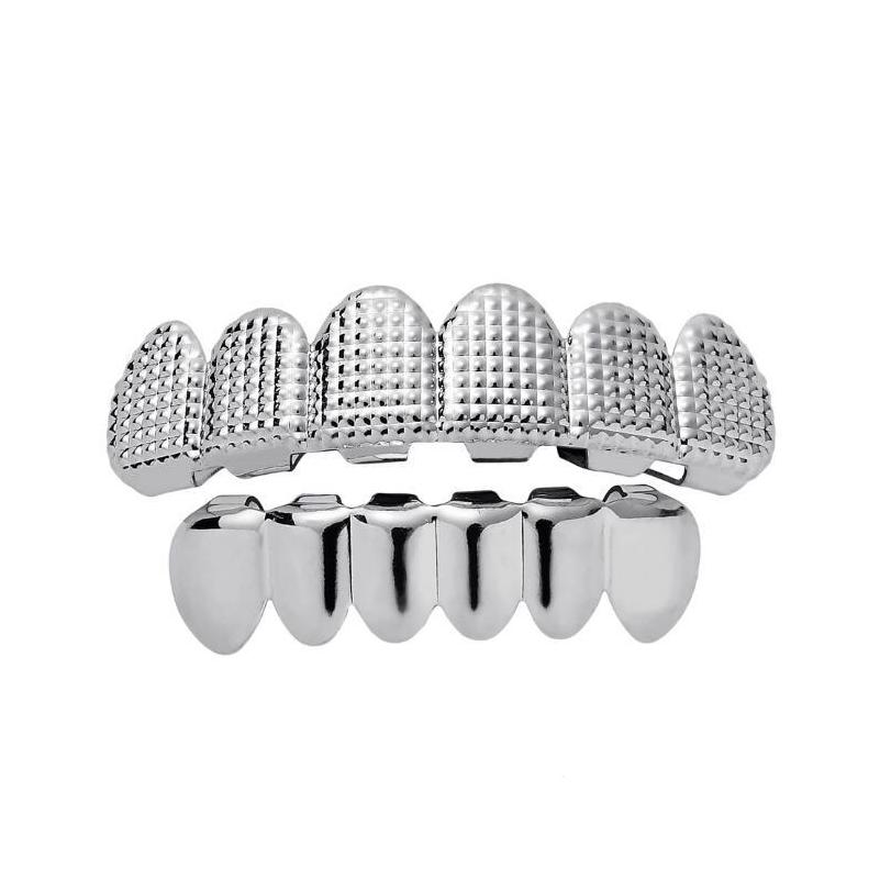 New Teeth Grillz Top Bottom 18K Gold Silvery Color Grills Dental Mouth Hip Hop Fashion Jewelry Rapper Jewelry 6 Styles Xcvcu5125987