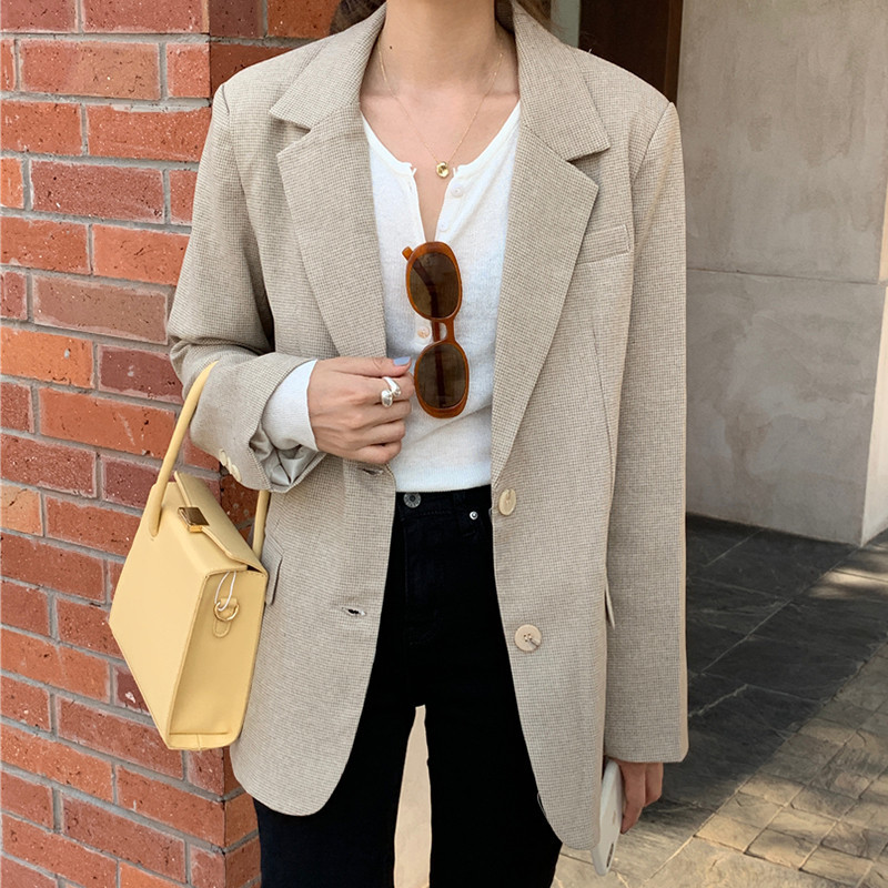 2021 New Chic Korean Female Simple Fall Lapel Drops Retro Blazers Small Chess Suit Za Houndstooth Blazer Oversized Jacket WGAY, Beige
2021 New Chic Korean Female Simple Fall Lapel Drops Retro Blazers Small Chess Suit Za Houndstooth Blazer Oversized Jacket WGAY, Beige