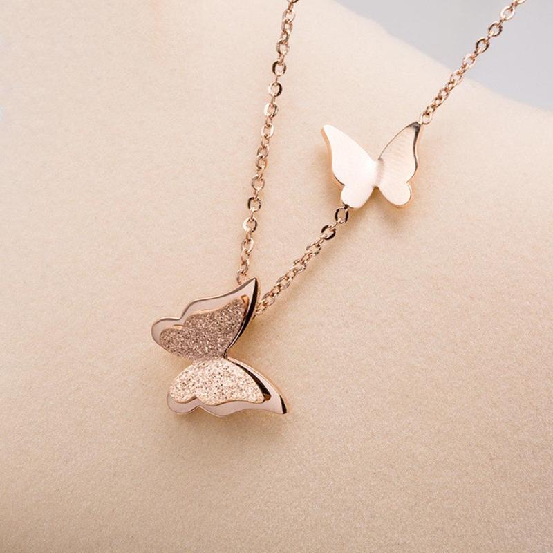 Cute Matte Double Butterfly Charms Necklace Rose Gold Color Stainless Steel Link Chain Neckalce Jewelry For Women
Cute Matte Double Butterfly Charms Necklace Rose Gold Color Stainless Steel Link Chain Neckalce Jewelry For Women