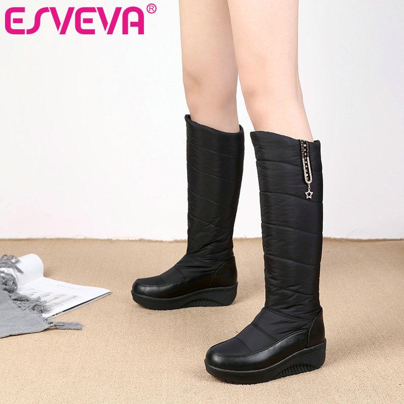 ESVEVA 2021 Crystal Snow Boots Square Low Heel PU+Suede Knee High Boots Women Shoes Round Toe Size 35-43, Black
ESVEVA 2021 Crystal Snow Boots Square Low Heel PU+Suede Knee High Boots Women Shoes Round Toe Size 35-43, Black